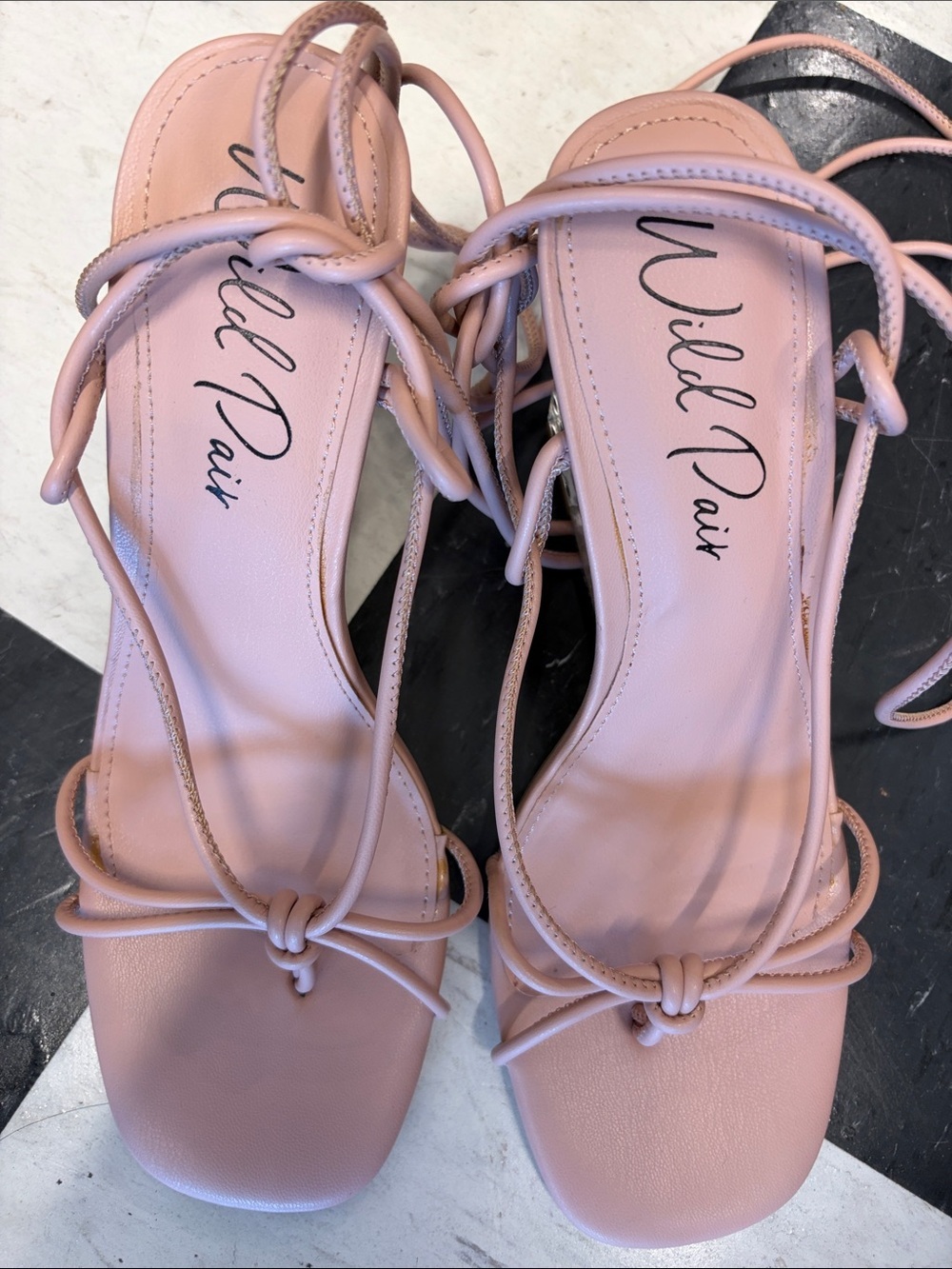 Wild Pair Blush Pink Lace-Up Strappy Heels